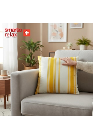 Smarto Relax Içi Dolgulu Kırlent 45x45 Cm Kare Salon & Berjer Kırlenti - Smr-kır-027 Beyaz - Sarı