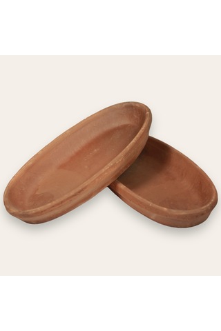 2'li Toprak Sırsız Oval Balık Güveci Pişirme Tavası 27x13x4 Cm