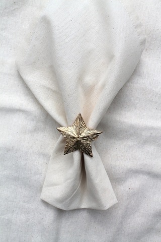 12 Adet Dekoratif Gold Star Nova Peçete Halkası - Napkin Ring