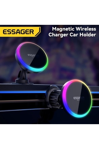Tysm Joyjadehub Essager Rgb Manyetik Araç Telefon Tutucu Qi 15w Qi Kablosuz Şarj, Rgb Aydınlatma, Ve Android Uyumluluğu, 360 Dönüşüm 1pc