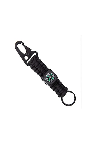 Anahtarlık Taktik Kamp Dağcılık Dayanıklı Çelik Klipsli Karabinmalı Şık Outdoor Anahtarlık Siyah