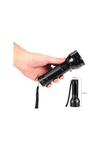 Tarez Ultraviyole Mor Işık Uv 51 Led 395 NM El Feneri Siyah