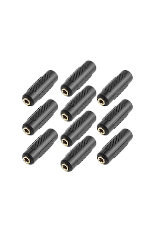 10 Adet - 3.5mm Stereo Dişi / Dişi Aux Kulaklık Mikrofon Ses Uzatma Adaptörü - Altın Uçlu