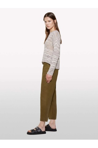 Sisley %100 Keten Beli Lastikli Önü Pileli Pantolon Kadın Yeşil Pantolon - 325p4aghlf00s