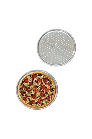 Delikli Çelik Pizza Ve Lahmacun Tepsisi Orta Boy -32 Cm Renkli