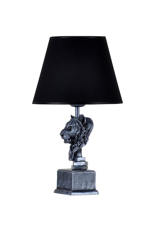 Qdec Modern Dizayn Aslan Abajur Gümüş Siyah Diğer