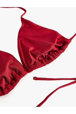 Koton Boyundan Bağlamalı Zımbalı Üçgen Bikini Üstü Bordo 6sak10073mm
