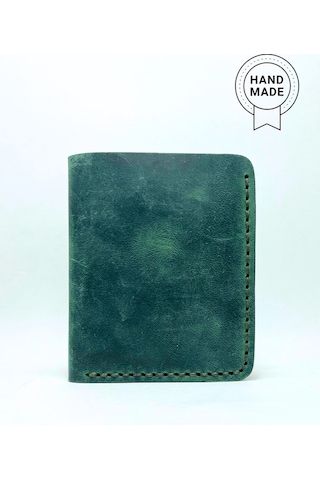 El Yapımı Hakiki Deri Premium Cüzdan Yeşil