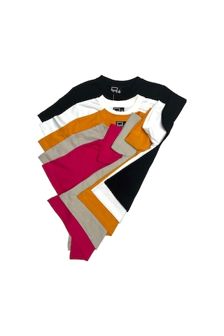 Çocuk Basic T-shirt Kız Erkek Unisex %100 Pamuk 5'li Paket Kk-1