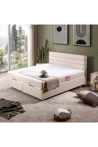 Sofia Çift Kişilik Baza Başlık Letto Yatak Seti - Krem 150 x 200