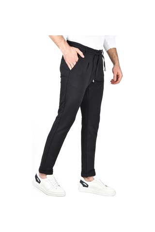 Deepsea Erkek Koyu Lacivert Beli Lastikli Slim Fit Likralı Duble Paça Penye Spor Pantolon 2502385 Koyu Lacivert