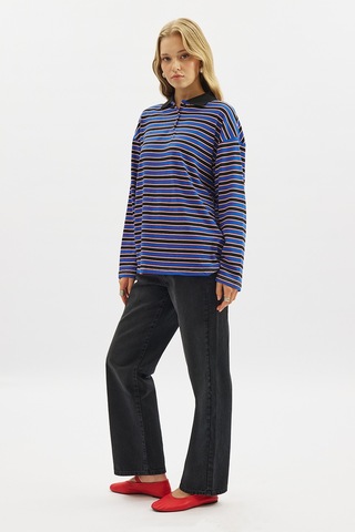 Manuka Çizgili Polo Yakalı Sweatshırt Mavi Ss26swt00002-22
