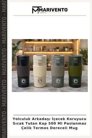 Yolculuk Arkadaşı İçecek Koruyucu Sıcak Tutan Kap 500 Ml Paslanmaz Çelik Termos Dereceli Mug Çok Renkli