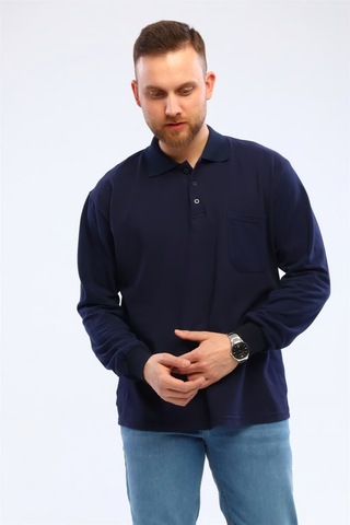 Polo Yaka Uzun Kol 2 İplik Şardonsuz