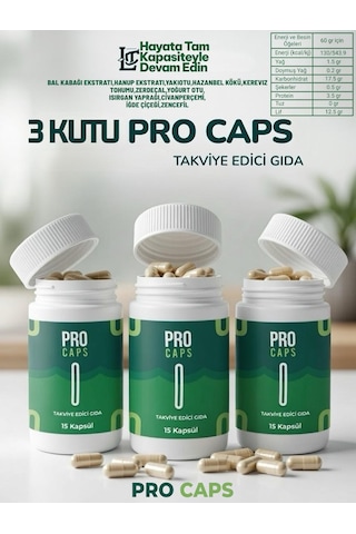 Procaps 3 Kutu X 15 Kapsül Takviye Edici Gıda Pro Caps Detox Için Çay Hediyesiyle Procaps 3 Kutu X 15 Kapsül Takviye Edici Gıda Pro Caps Detox Için Çay Hediyesiyle