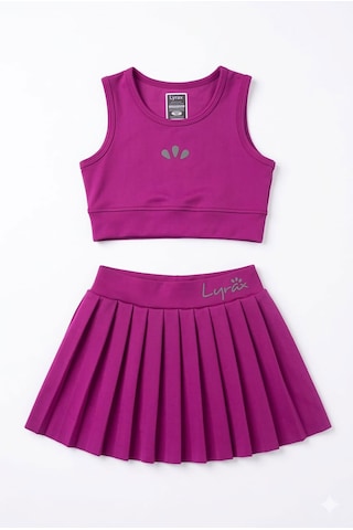 Beniizle Lyrax Kabartmalı Şort Etekli Crop Kız Çocuk Sporcu Takım Magenta