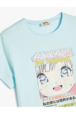 Koton Tişört Anime Baskılı Kısa Kollu Bisiklet Yaka Mavi 4skg10574ak Mavi