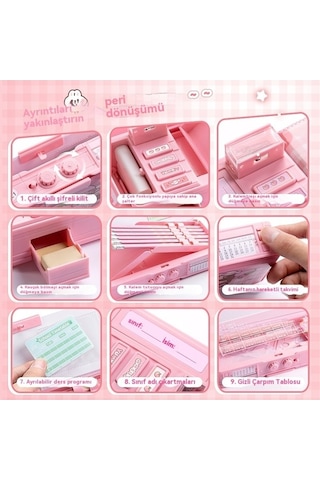 Maoyaya Şifreli Kutusu Kutusu Kırtasiye Kilit Kalem Fonksiyonlu Çok Çift Ug Pembe