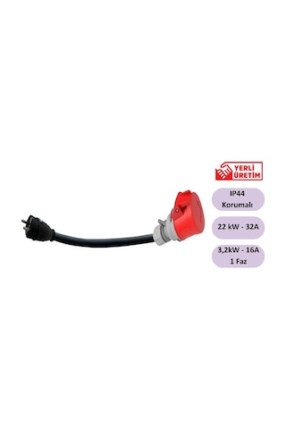 E-Qsr Energy Adaptör 22kw 32a /3,2 Kw 16a /1 Faz / 50 Cm