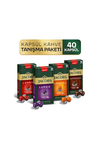 Jacobs Kapsül Kahve Tanışma Paketi 40'lı ( Nespresso Uyumlu Alüminyum Kapsül Kahve )