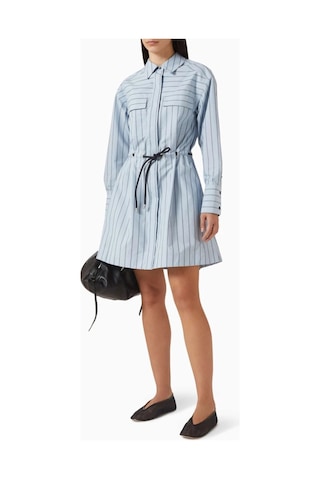 3.1 Phillip Lim Kemerli Rahat Kesim Gömlek Elbise Mavi