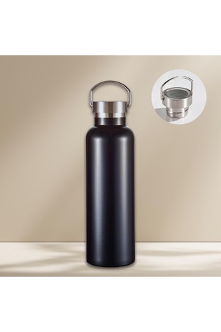750 Ml Paslanmaz Çelik Tutacaklı Termos Matara -vakumlu Sızdırmaz Siyah