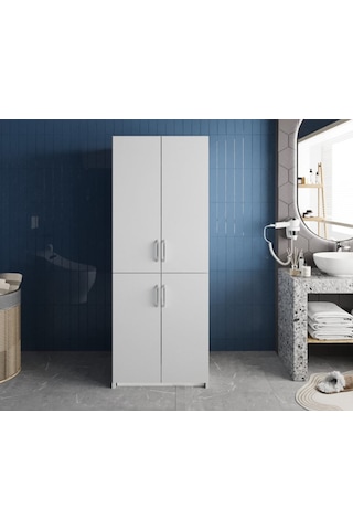Bohem Çamaşır Ve Kurutma Makinesi Dolabı Banyo Dolabı Beyaz Beyaz