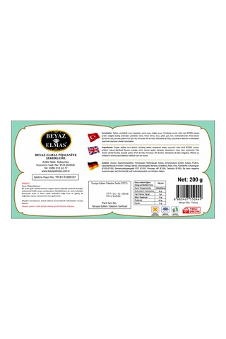 Beyaz Elmas Çeşnili Lokum 200 Gr Karışık Meyve Aromalı Türk Lokumu - Hindistan Cevizli