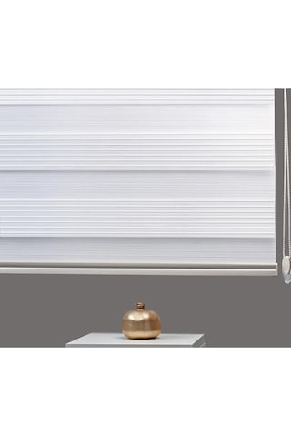 Pliseli Beyaz Stor Zebra Perde Düz Eteksiz Alüminyum Kasa Beyaz