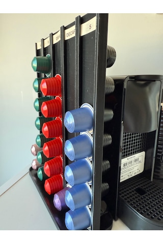 Kapsül Kahve Tutucu Dekoratif Standı 70 Kapasiteli Nespresso Uyumlu Siyah