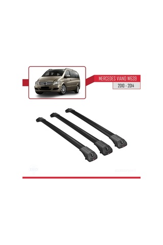 Mercedes Viano 2010-2014 Arası İle Uyumlu Ace-1 Ara Atkı Tavan Barı Siyah 3 Adet Bar
