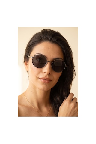 Unisex Polarize Yuvarlak Güneş Gözlüğü Gri Uv400 Korumalı Metalik 89559786