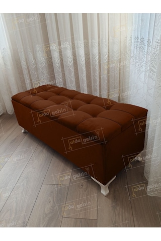 Yeni Model Lüks Çizgi Kapitoneli Sandıklı Puf Bench 120 Cm Beyaz