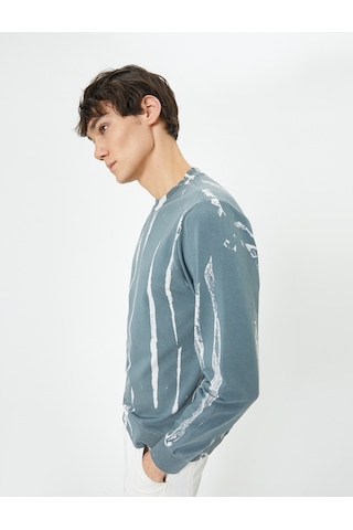 Koton Soyut Baskılı Sweatshirt Bisiklet Yaka Uzun Kollu Gri Desenli 4sam70141mk Gri