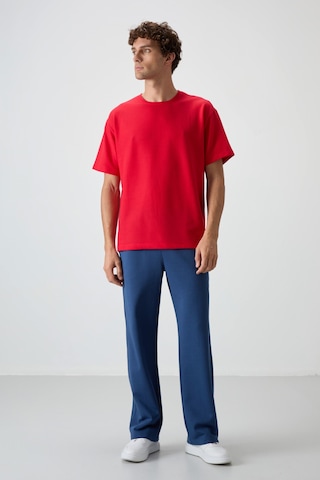 Air Jones Tommy Life Kırmızı Waffle İnterlok Yüzeyi Dokulu Oversize Fit Basic Erkek T-shirt - 88379 Kirmizi