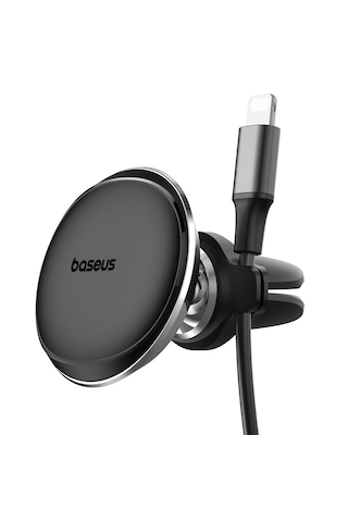 Baseus Magsafe Araç Telefon Tutucu Kablo Klipsli Havalandırma Versiyon - Siyah Parlak Siyah