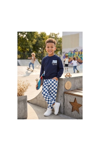 Omeca Concept Erkek Çocuk Lacivert Sweatshirt Ve Dama Desenli Pantolon 2 Li Takım