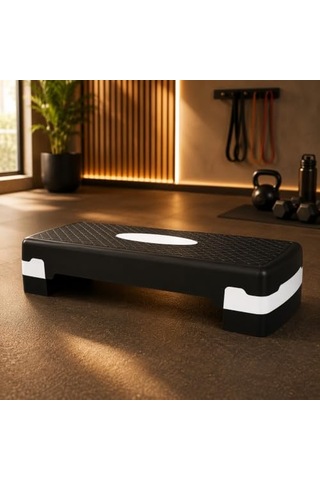 2 Kademeli Ayarlanabilir Step Tahtası, Kaymaz Yüzeyli Aerobik Fitness Kardiyo Egzersiz Platformu, Siyah Beyaz Ev Spor Stepper Tahtası, 10-14 Cm Yükseklik