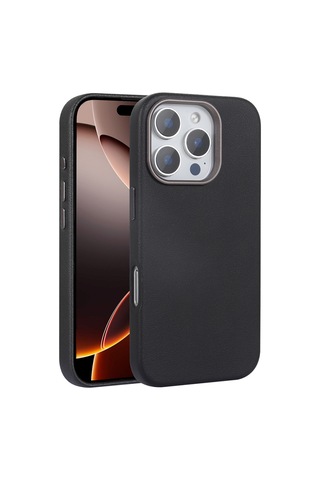 Apple Uyumlu iPhone 16 Pro Kılıf Magsafe Destekli Premium Pu Deri Kapak Royal Case/adora Siyah