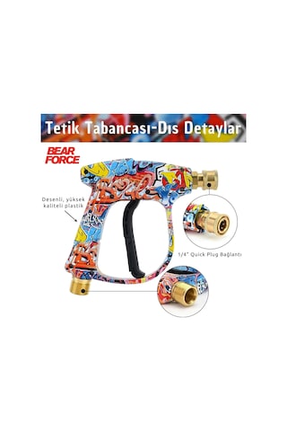Robeve Bear Force Araç Yıkama Tabancası 5li Nozzle Set Ve Kemer Klipsli Ile Birlikte Kısa Tetik Tabanca Tetik Tabancası