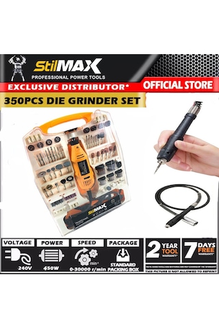 Stilmax 350Parça 450 Watt 6 Kademe Devir Ayarlı Hobi Gravür Set