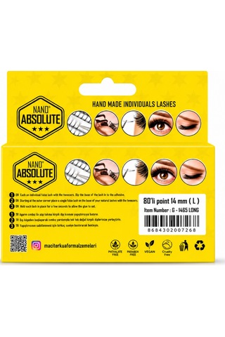 Nano Absolute Naked Extensions El Yapımı Takma Kirpik 14 Mm Long G-1465