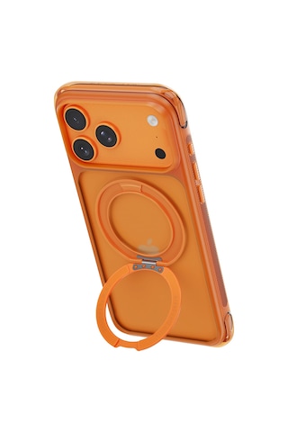 Apple iPhone Uyumlu 18 Pro Max Kılıf Wiwu Ag-203 Aeroguard Ultra Serisi M-safeli Airbag Standlı Kapak Turuncu