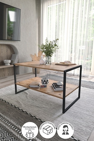 Bofigo 50x90 Metal Orta Sehpa Dikdörtgen Orta Sehpa Raflı S