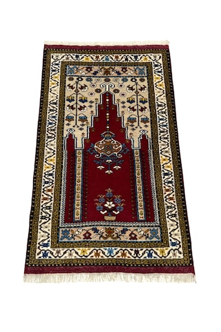 El Dokuma Sıfır Yahyalı Namazlık 80x130 Kök Boya Yün Seccade