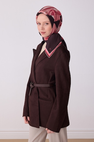 Çiçek Desen İpek Twill Eşarp - 2026 İlkbahar-yaz T 4303 Kahverengi