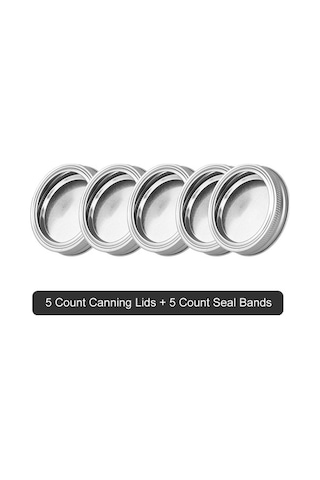 Ulzyvf 70mm Sızdırmaz Teneke Mason Kavanoz Kapakları - 5 Kapak + 5 Bant, Mikrodalga & Bulaşık Makinesi Uyumlu Diğer