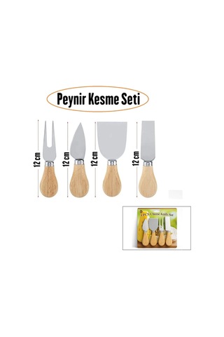 Cheese Knife Set 4pcs Peynir Bıçak Seti Ahşap Bambu Saplı 5570
