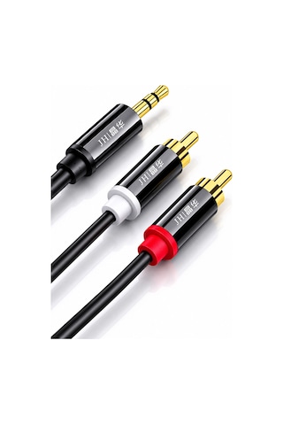3.5mm Jack - 2 Rca Aux Stereo Ses Kablosu 1.5 Metre, Tv Hoparlör Amfi Ses Sistemi Uyumlu, Kalaylı Bakır İletken, Altın Kaplama Uç, Pvc Kaplama, Parazit Azaltıcı Dayanıklı Kablo A120e