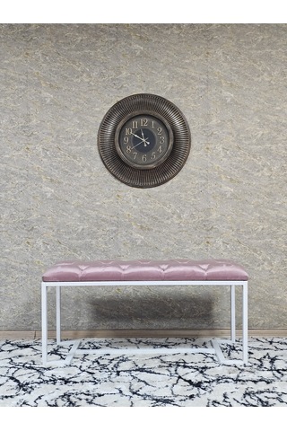 Zafir Beyaz Boyalı - L - Ayaklı 100 Cm X 38 Cm Oturak - Bench - Makyaj Taburesi - Makyaj Oturak Pembe
